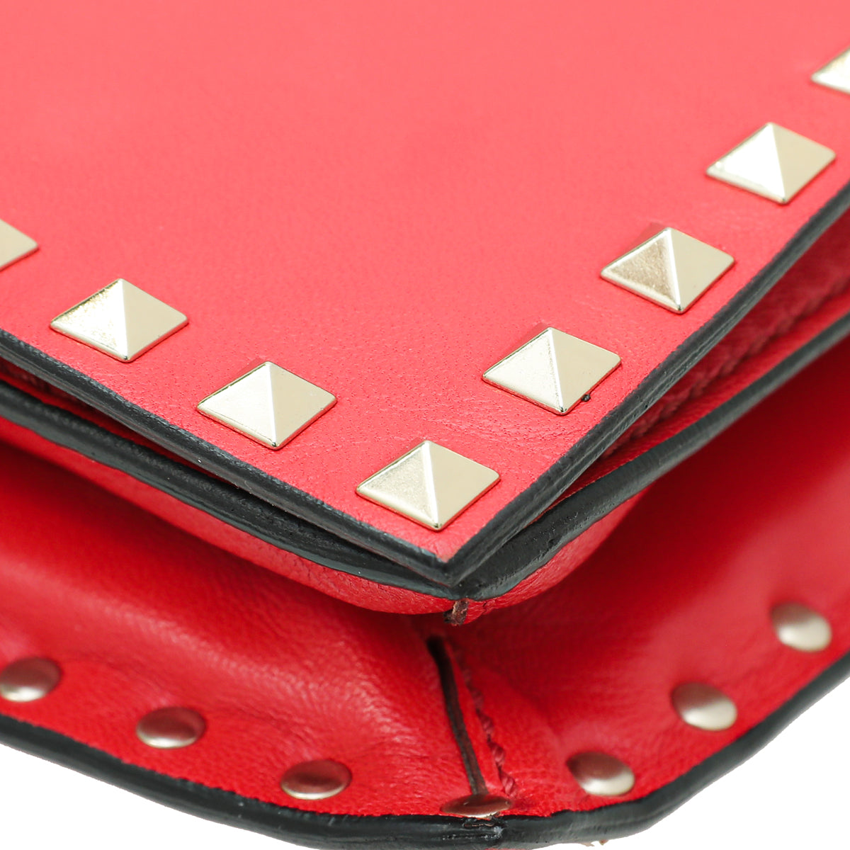 Valentino Red Rockstud Wristlet Clutch