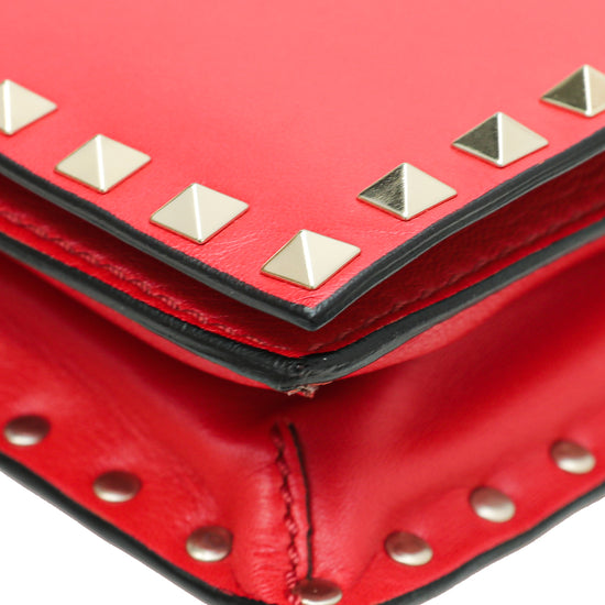 Valentino Red Rockstud Wristlet Clutch