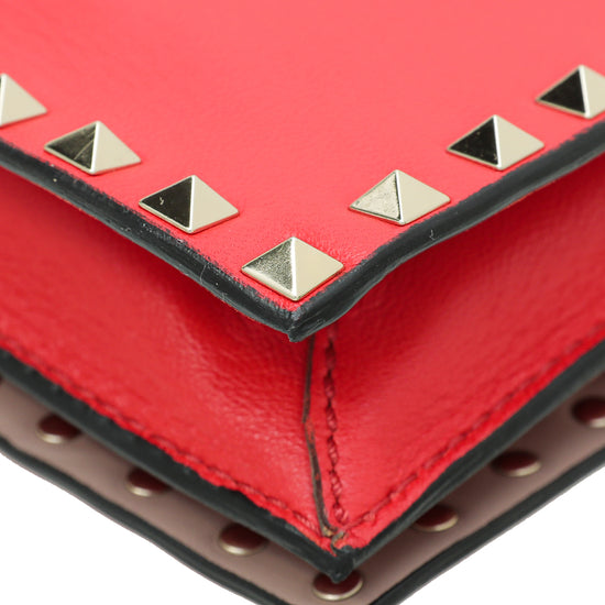 Valentino Red Rockstud Wristlet Clutch