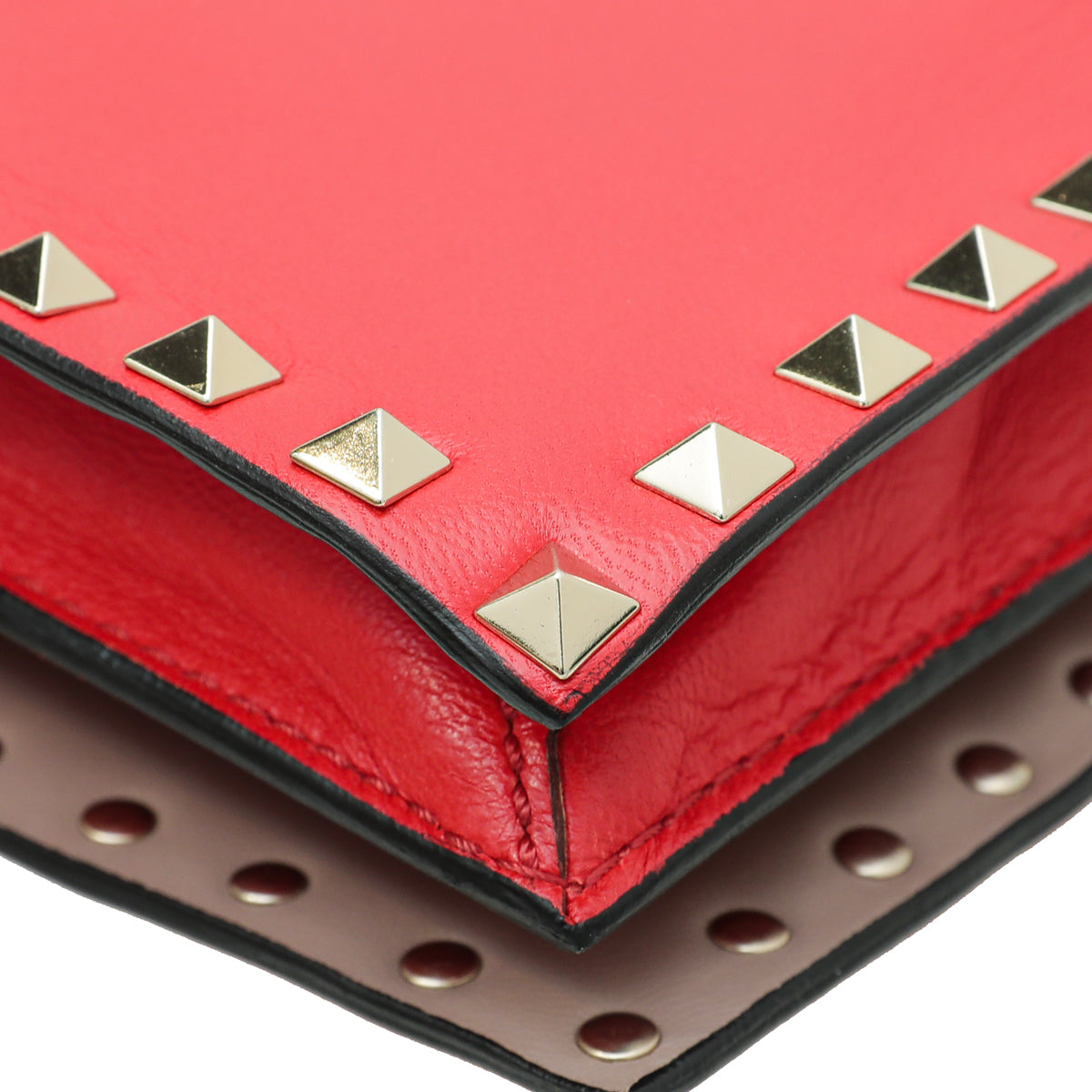 Valentino Red Rockstud Wristlet Clutch