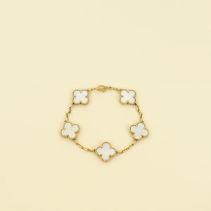 Van Cleef & Arpels 18K Yellow Gold Vintage Alhambra 5 Motifs MOP Bracelet