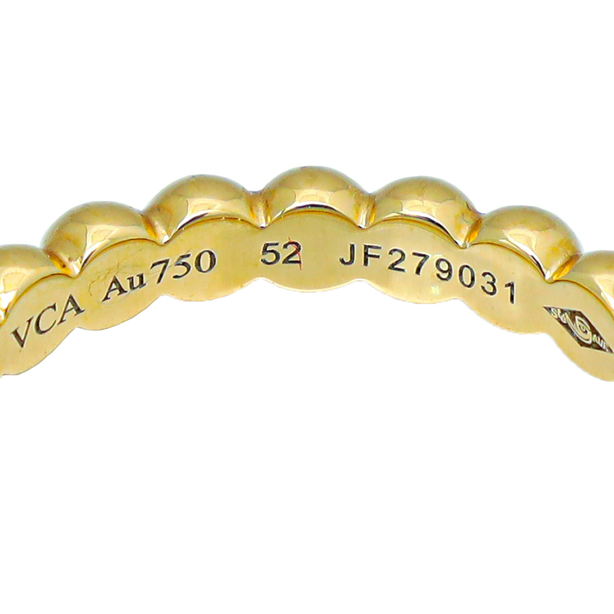 Van Cleef & Arpels 18K Yellow Gold Perlée Pearls Medium Model Ring 52