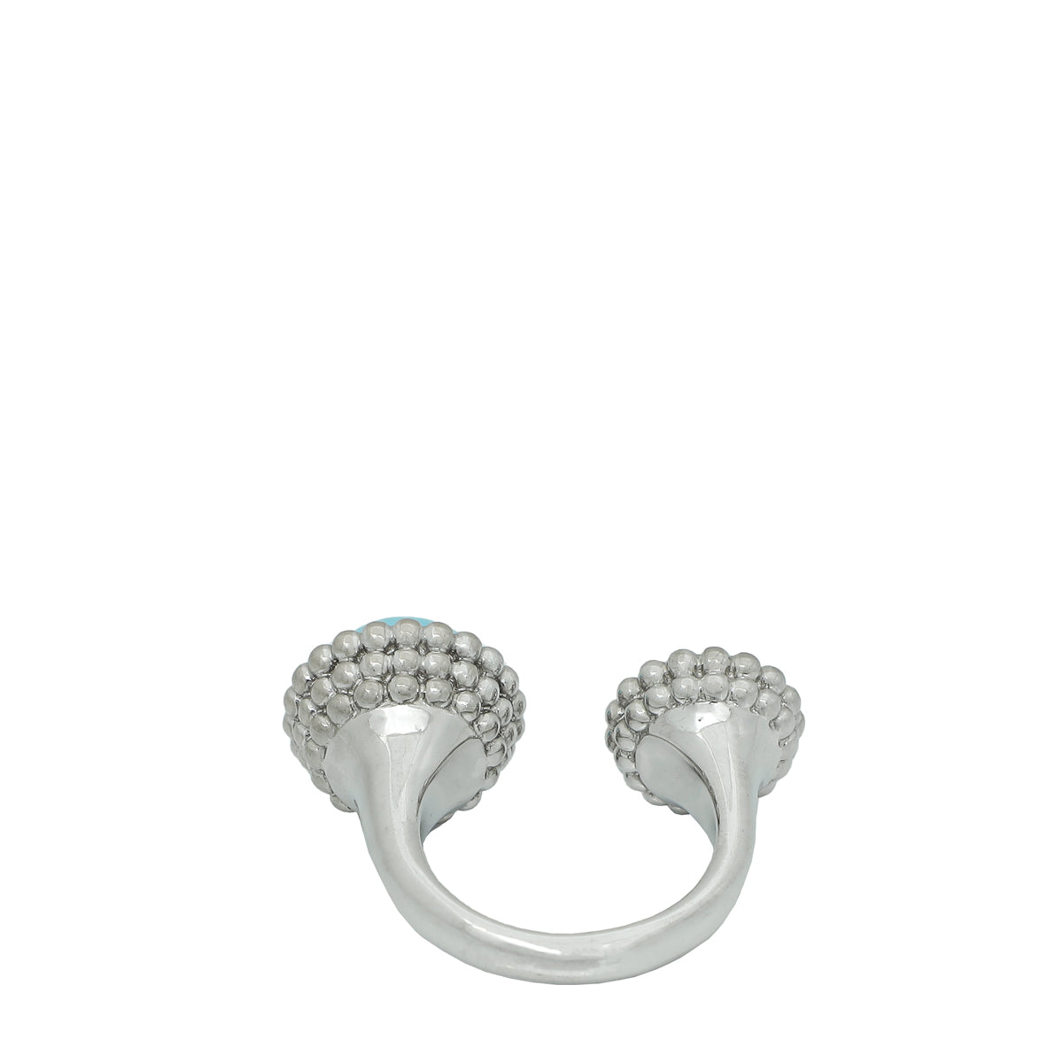 Van Cleef & Arpels 18K White Gold Diamond Turquoise Perlée Couleurs Between the Finger Ring 48-Van Cleef & Arpels-THE CLOSET