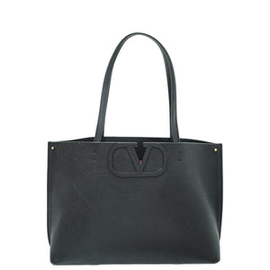 Valentino Black VLogo Fillme Tote Medium Bag