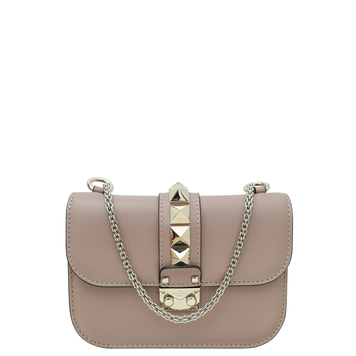 Valentino Poudre Glam Lock Rockstud Small Chain Bag-Valentino-THE CLOSET