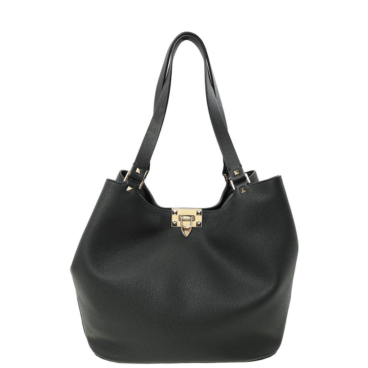 Valentino Black Rockstud Tote Bag-Valentino-THE CLOSET