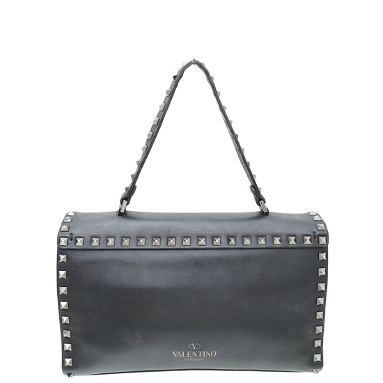 Valentino Black Noir Rockstud Top Handle Flap Bag