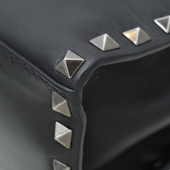 Valentino Black Noir Rockstud Top Handle Flap Bag
