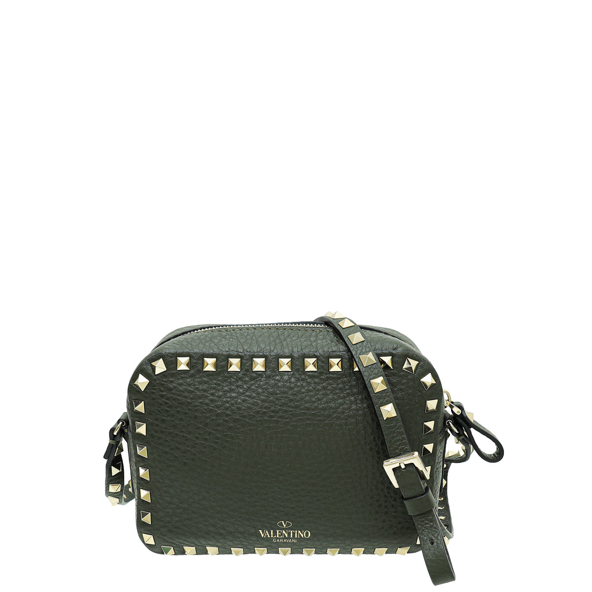 Valentino Green Smooth Leather Rockstud Mini Backpack Bag - Yoogi's Closet