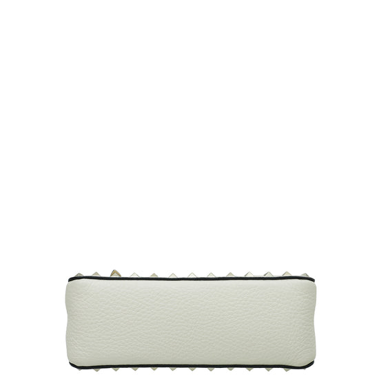 Valentino Light Ivory Rockstud Grainy Crossbody Small Bag