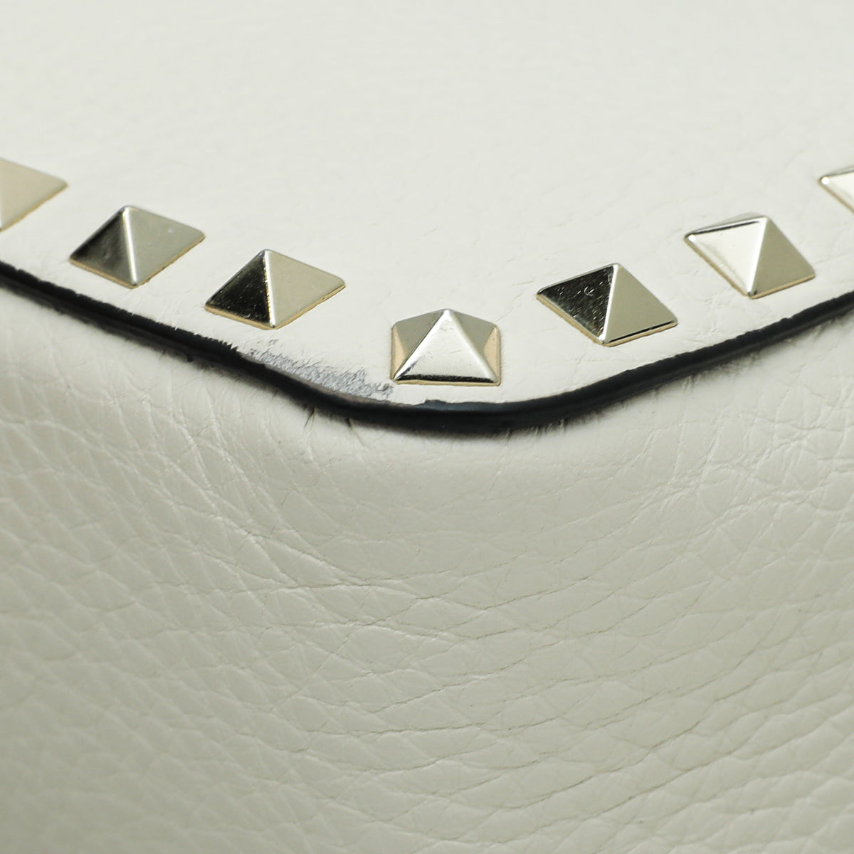 Valentino Light Ivory Rockstud Grainy Crossbody Small Bag