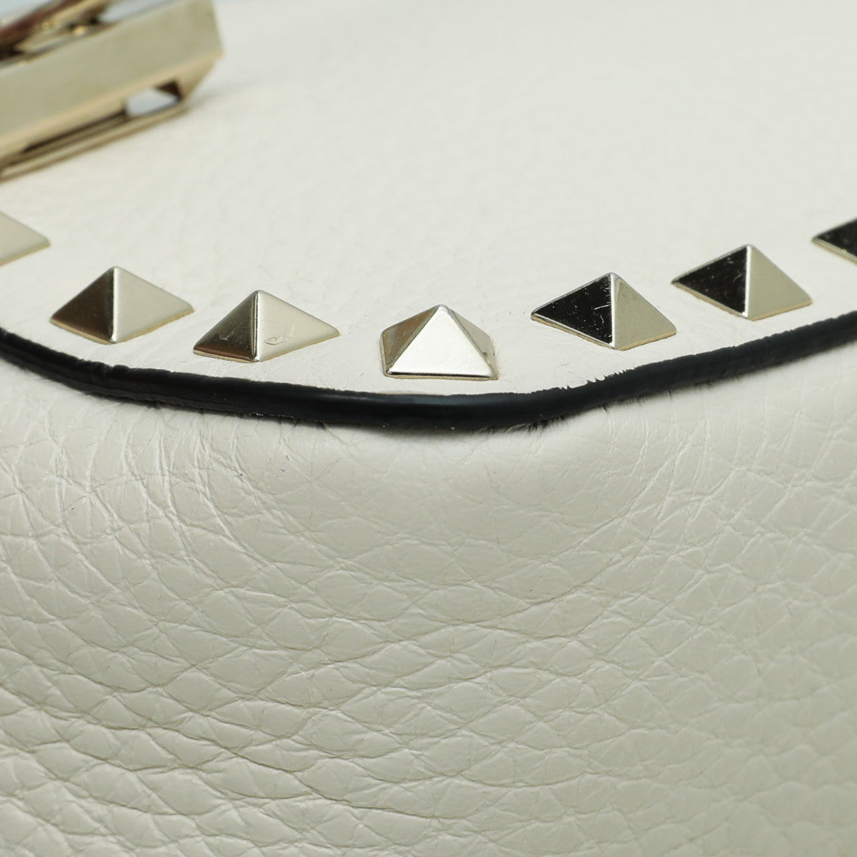 Valentino Light Ivory Rockstud Grainy Crossbody Small Bag