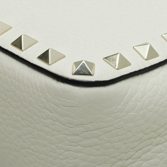 Valentino Light Ivory Rockstud Grainy Crossbody Small Bag