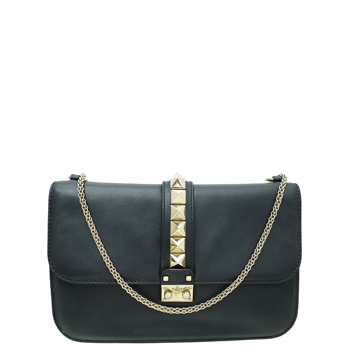Valentino Black Glam Lock Large Flap Shoulder Bag-Valentino-THE CLOSET