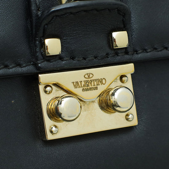 Valentino Black Glam Lock Large Flap Shoulder Bag