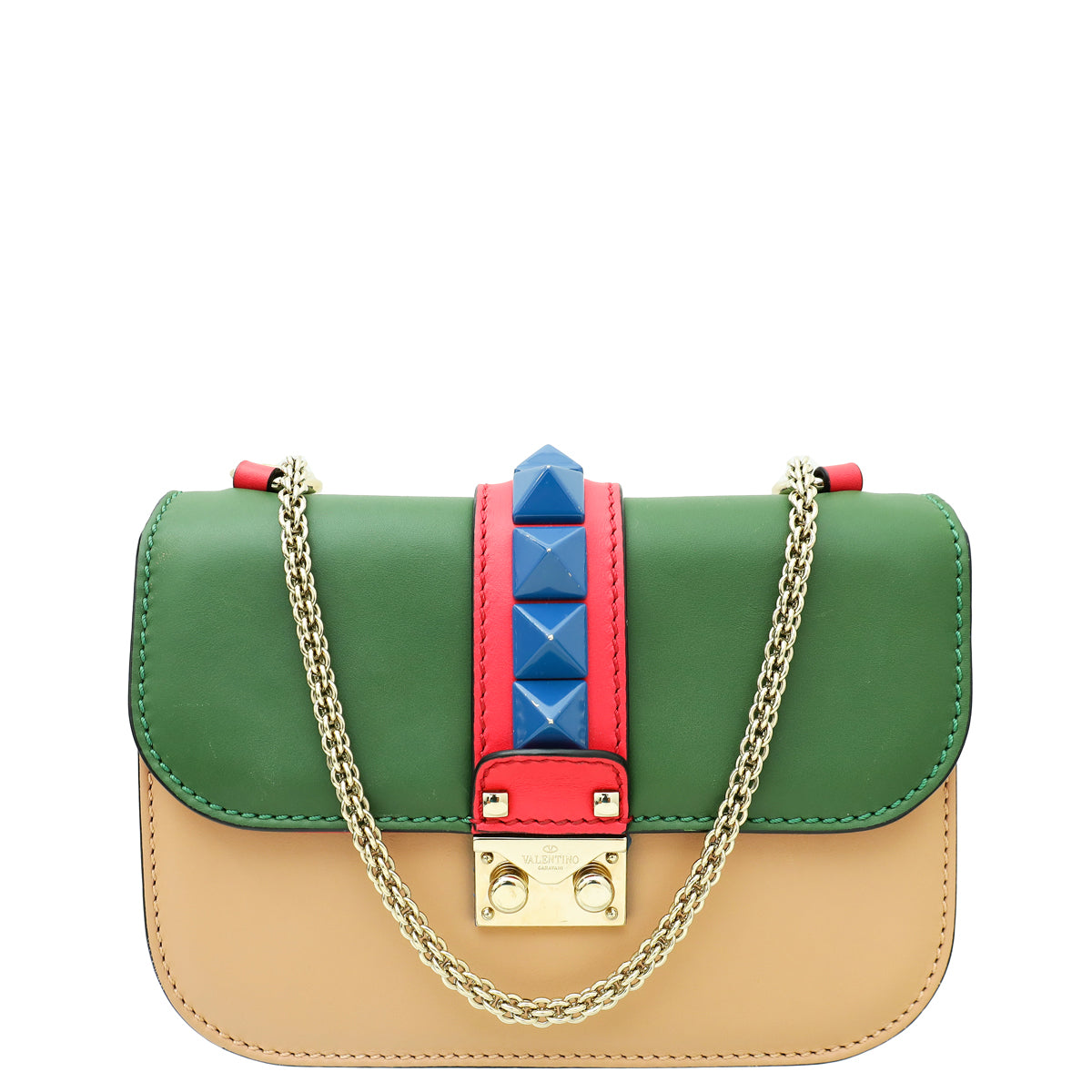 Valentino Multicolor Rockstud Glam Lock Small Chain Bag