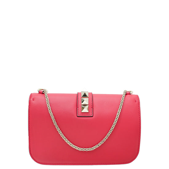 Valentino Red Rockstud Glam Lock Flap Medium Bag