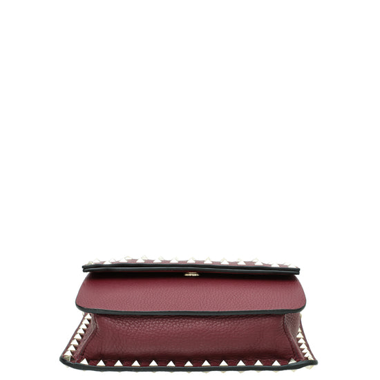 Valentino Burgundy Rockstud Flap Crossbody Bag