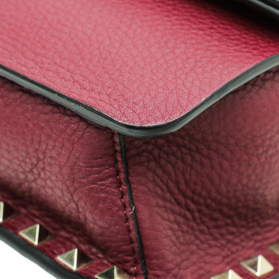 Valentino Burgundy Rockstud Flap Crossbody Bag