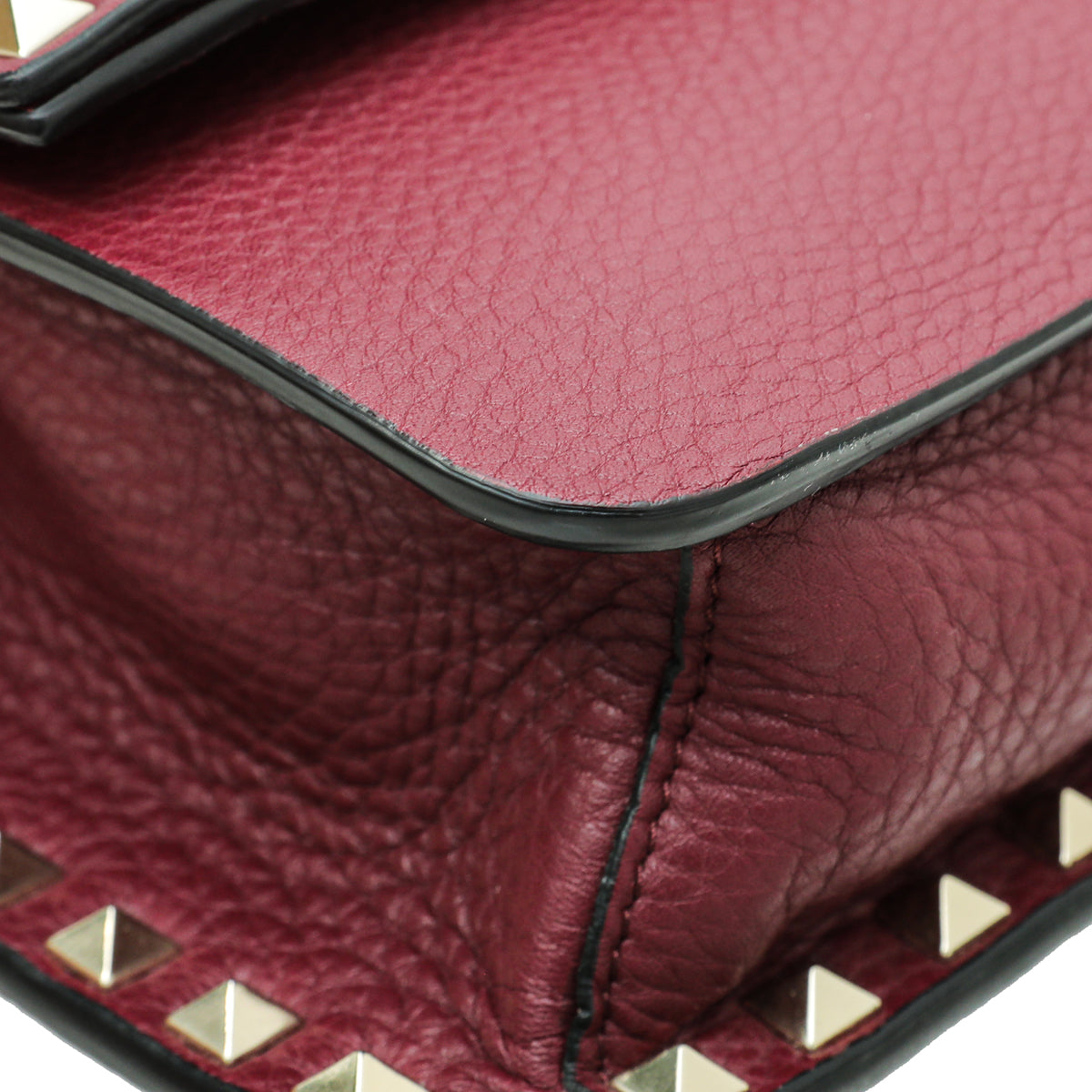 Valentino Burgundy Rockstud Flap Crossbody Bag