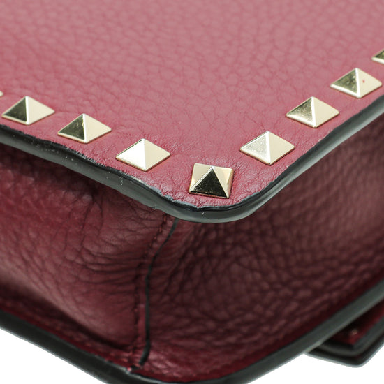 Valentino Burgundy Rockstud Flap Crossbody Bag