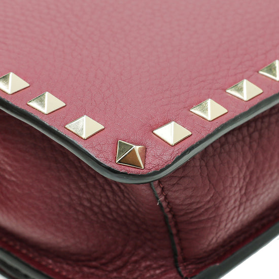 Valentino Burgundy Rockstud Flap Crossbody Bag