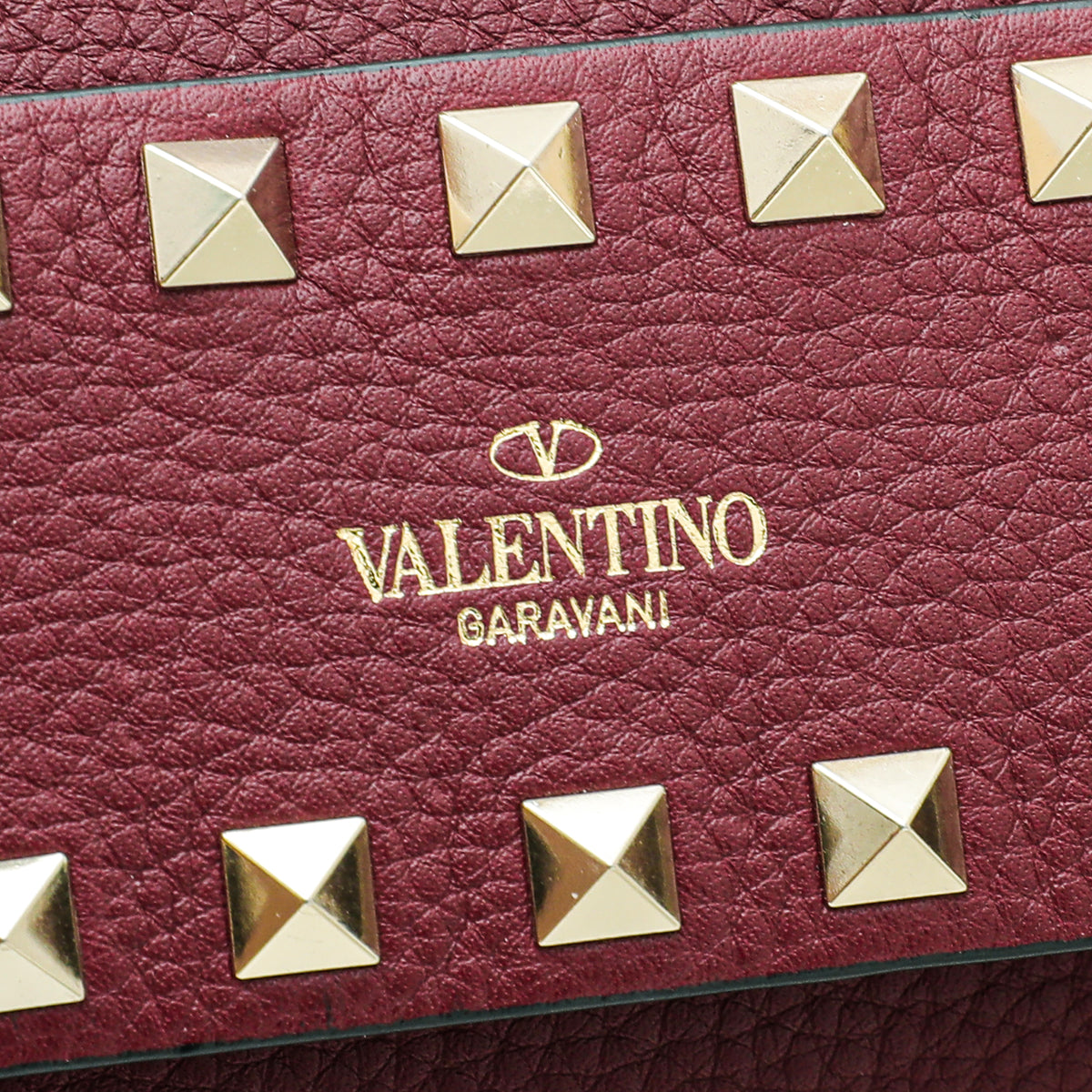 Valentino Burgundy Rockstud Flap Crossbody Bag