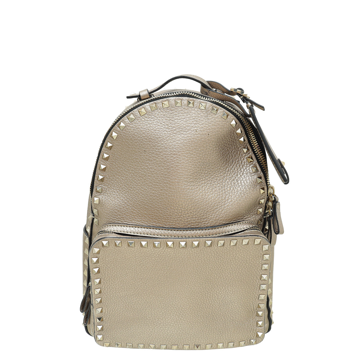 Valentino Metallic Champaign Rockstud Medium Backpack Bag