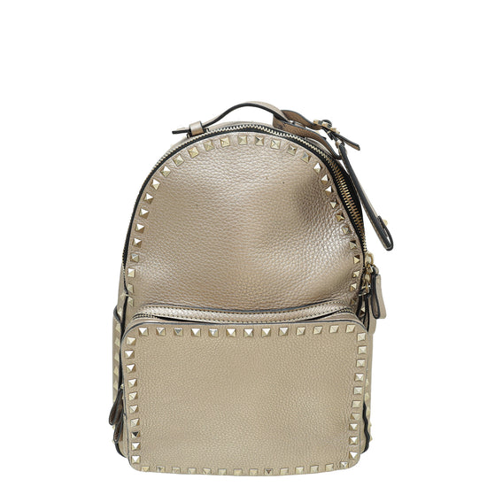 Valentino Metallic Champaign Rockstud Medium Backpack Bag – The Closet