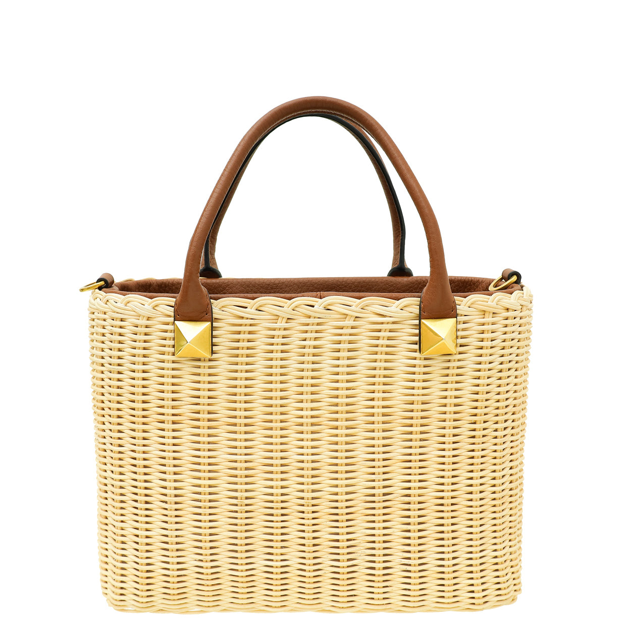 Valentino Bicolor Vlogo Wicker Basket Tote Bag-Valentino-THE CLOSET