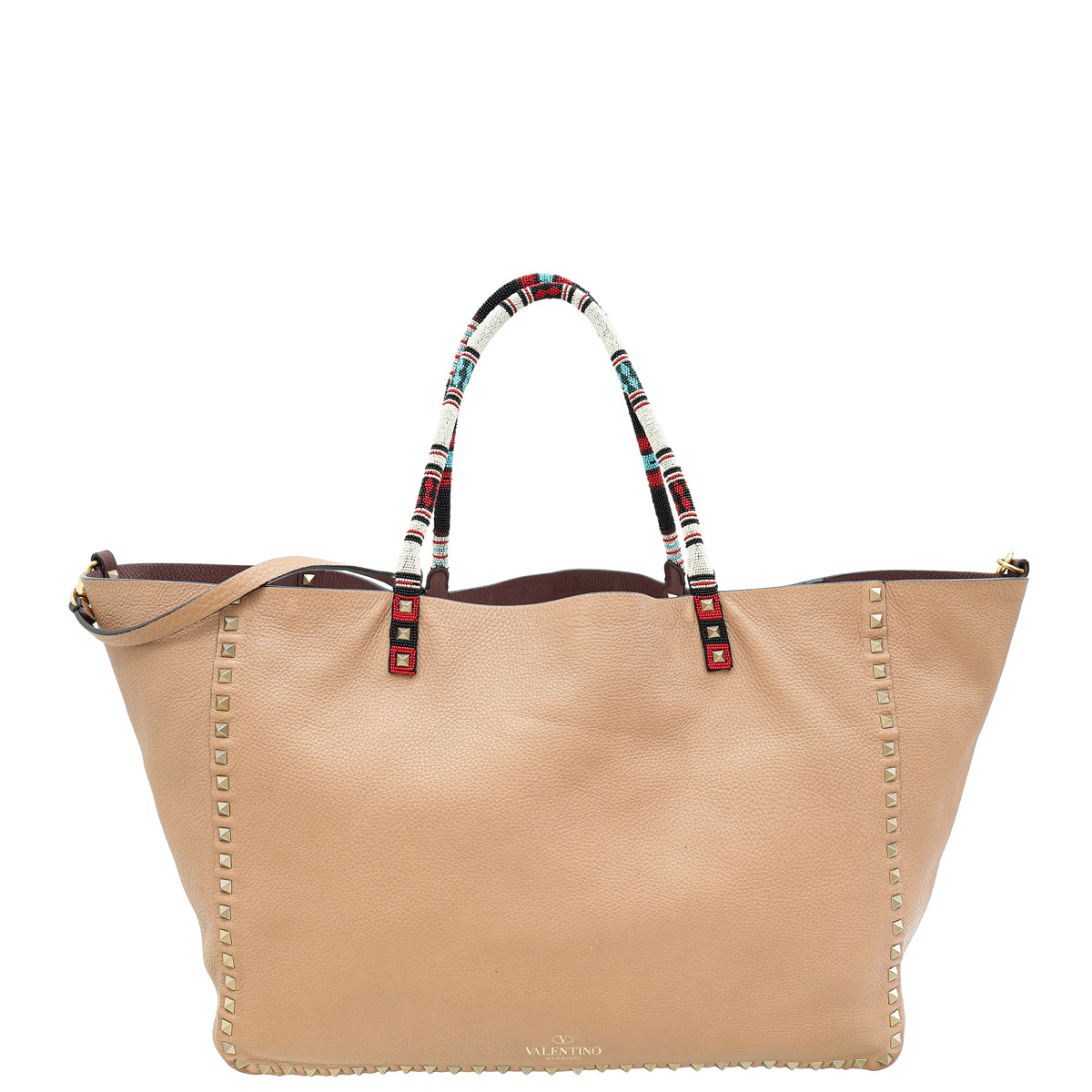 Valentino Bicolor Beaded Rockstud Vitello Reversible Tote Bag-Valentino-THE CLOSET