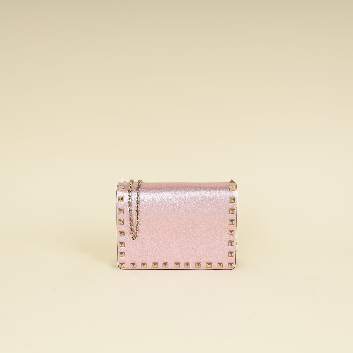 Valentino Metallic Pink Rockstud Chain Pouch-Louis Vuitton-THE CLOSET