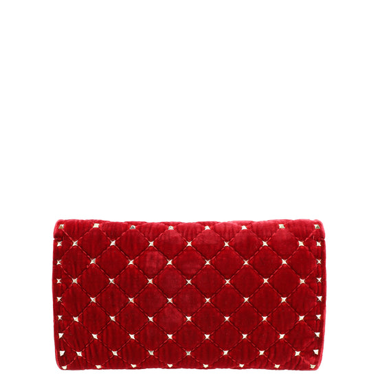 Valentino Red Spike Rockstud Chain Clutch