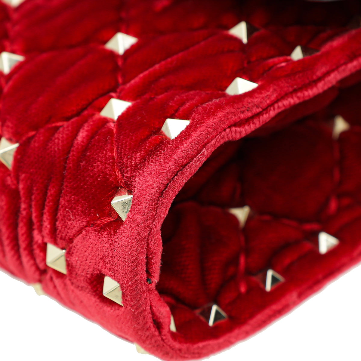 Valentino Red Spike Rockstud Chain Clutch