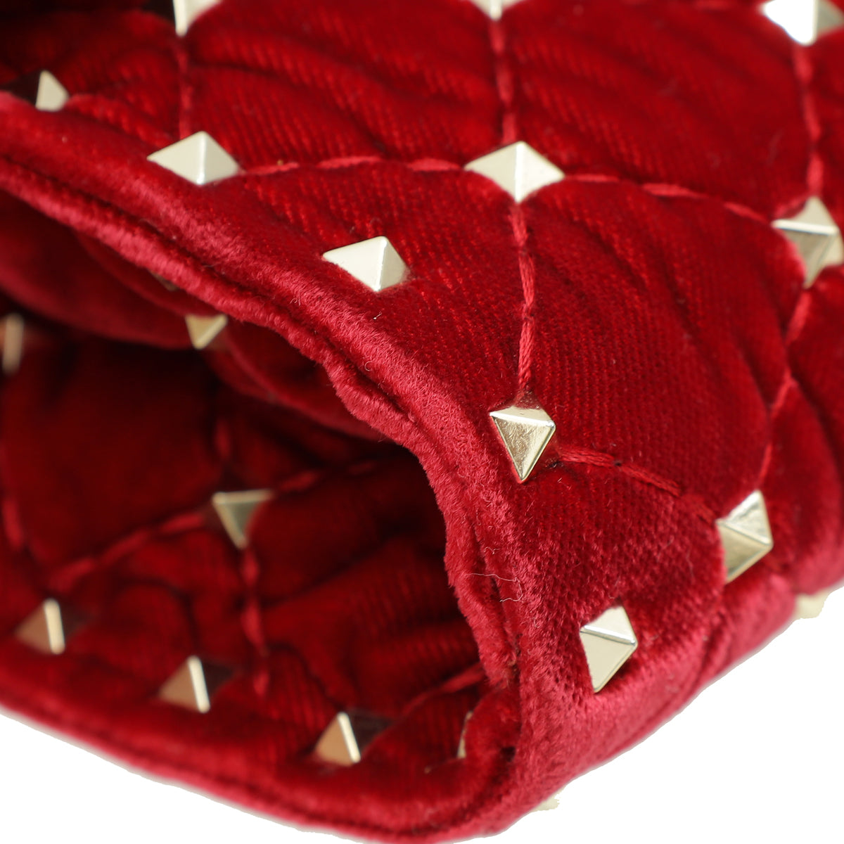 Valentino Red Spike Rockstud Chain Clutch