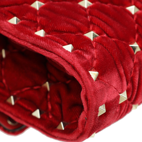 Valentino Red Spike Rockstud Chain Clutch