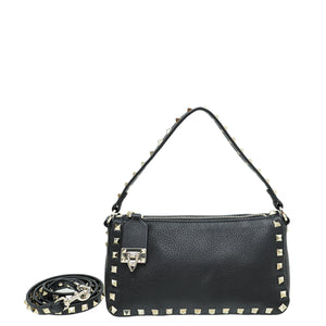 Valentino Black Rockstud Flip-Lock Crossbody Bag