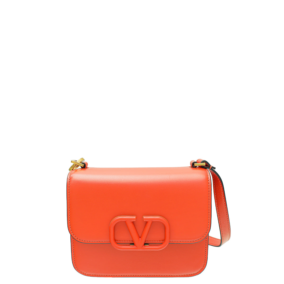 Valentino Red Orange VLogo Flap Bag THE CLOSET