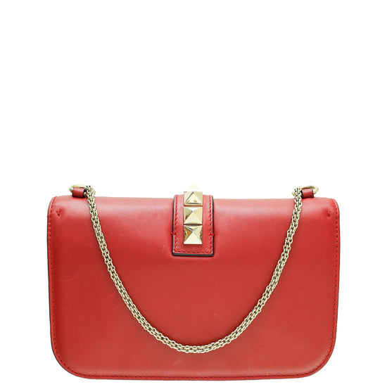 Valentino Red Glam Lock Medium Shoulder Bag