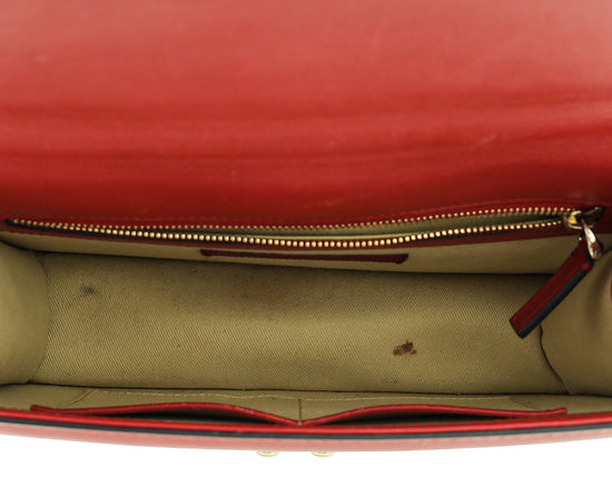 Valentino Red Glam Lock Medium Shoulder Bag