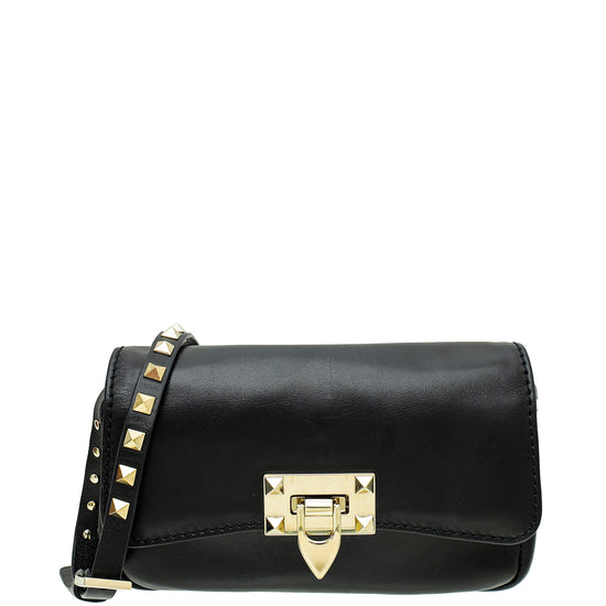 Valentino Black Rockstud Leather Crossbody Small Bag