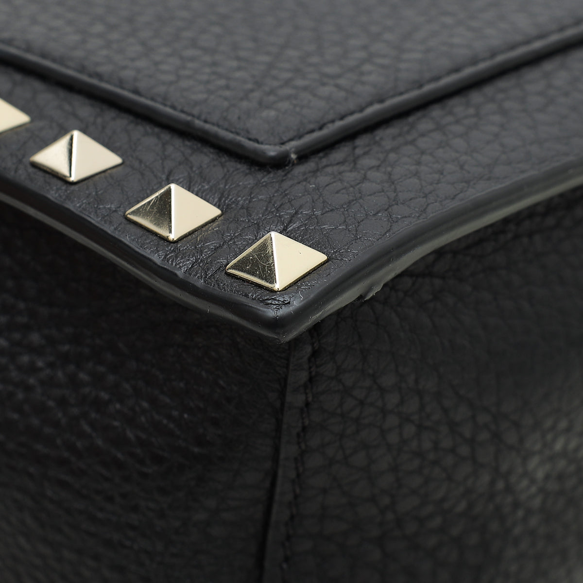 Valentino Black Rockstud Flap Top Handle Convertible Bag