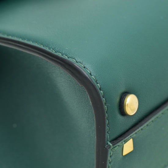 Valentino Dark Green Vlogo Crystal Top Handle Small Bag