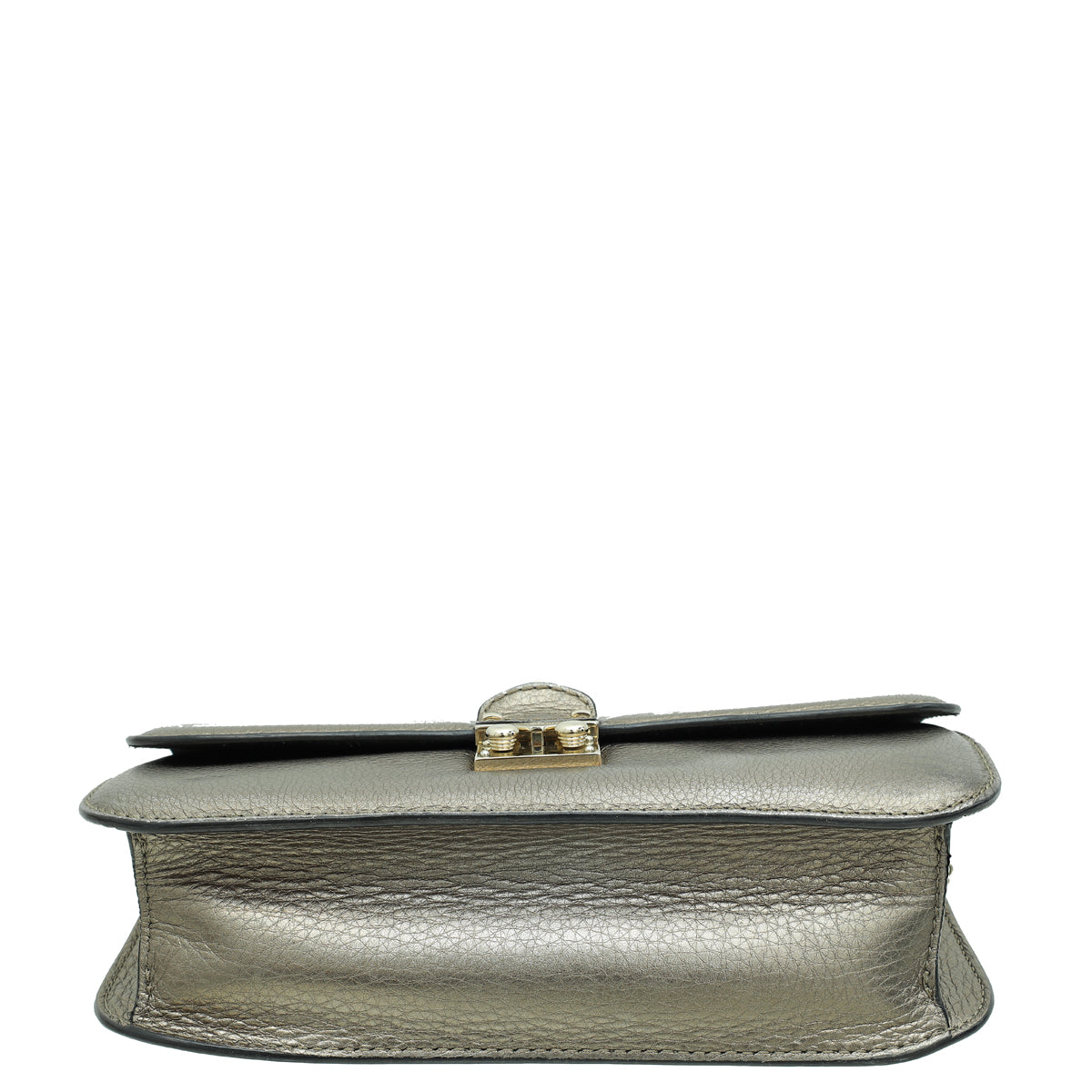 Valentino Metallic Grey Glam Lock Medium Shoulder Bag