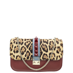 Valentino Multicolor Glam Lock Leopard Medium Shoulder Bag