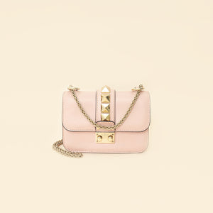 Valentino Light Pink Rockstud Glam Lock Flap Mini Shoulder Bag