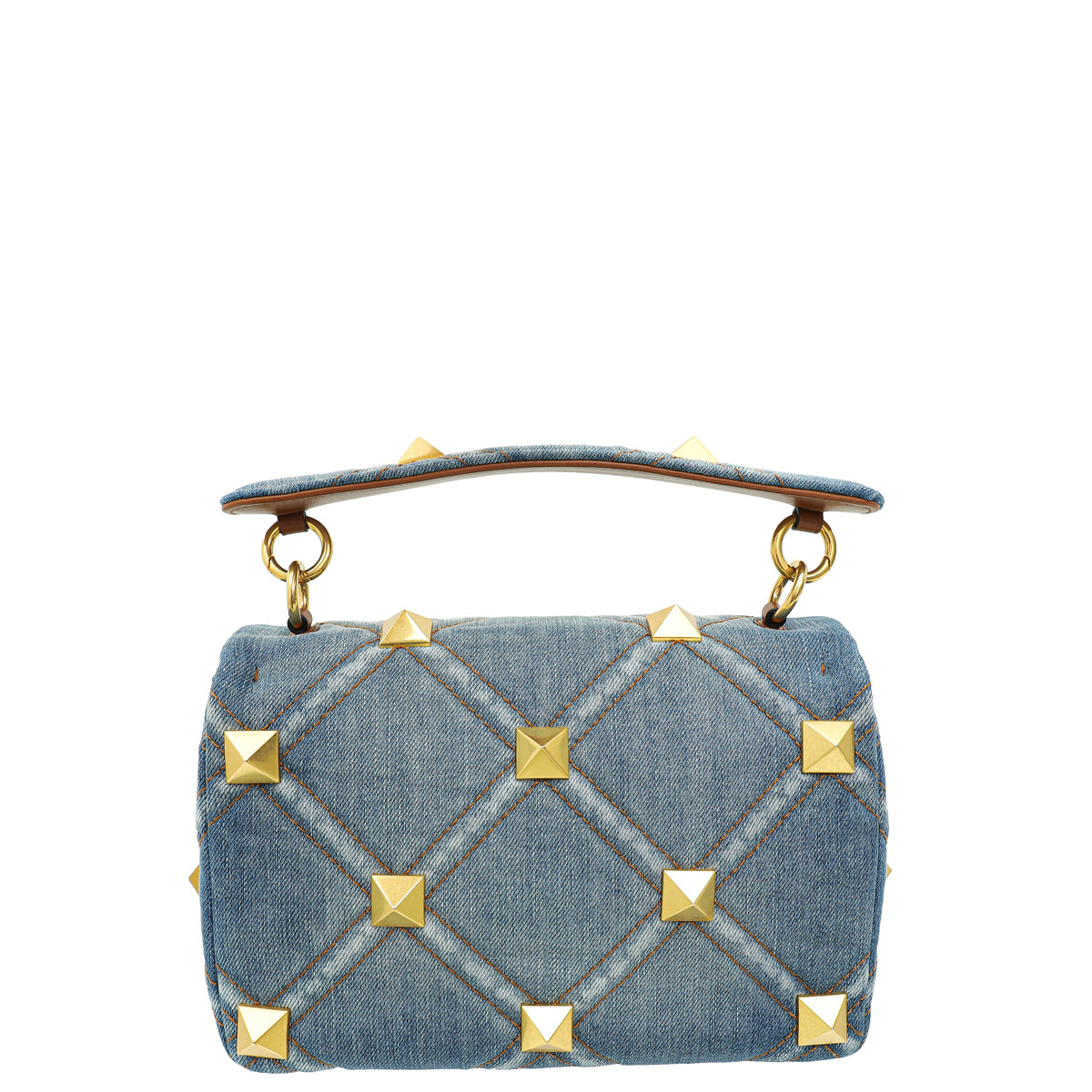 Valentino Blue Denim Roman Stud Small Shoulder Bag