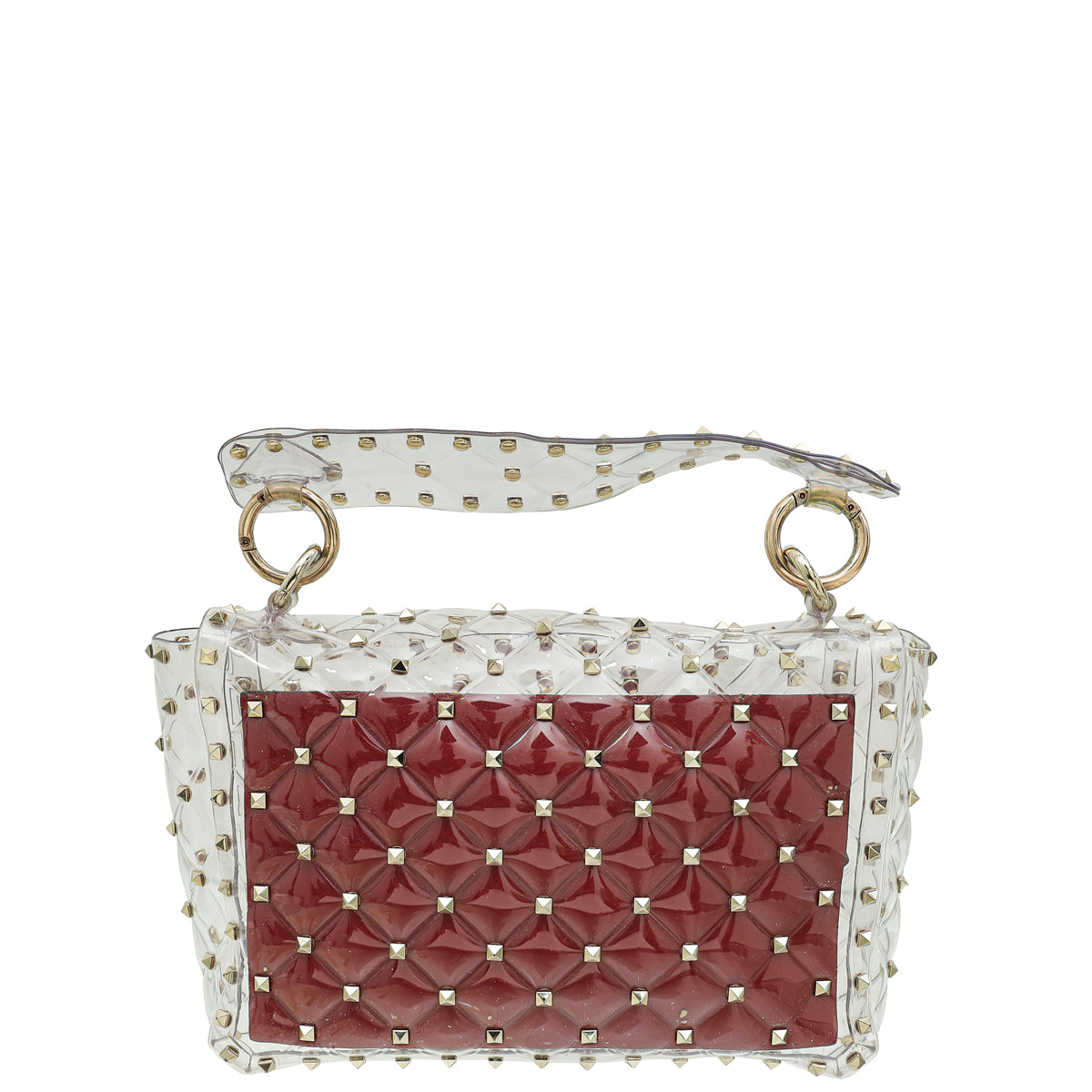 Valentino Clear PVC Rockstud Spike Top Handle Flap Bag-Valentino-THE CLOSET