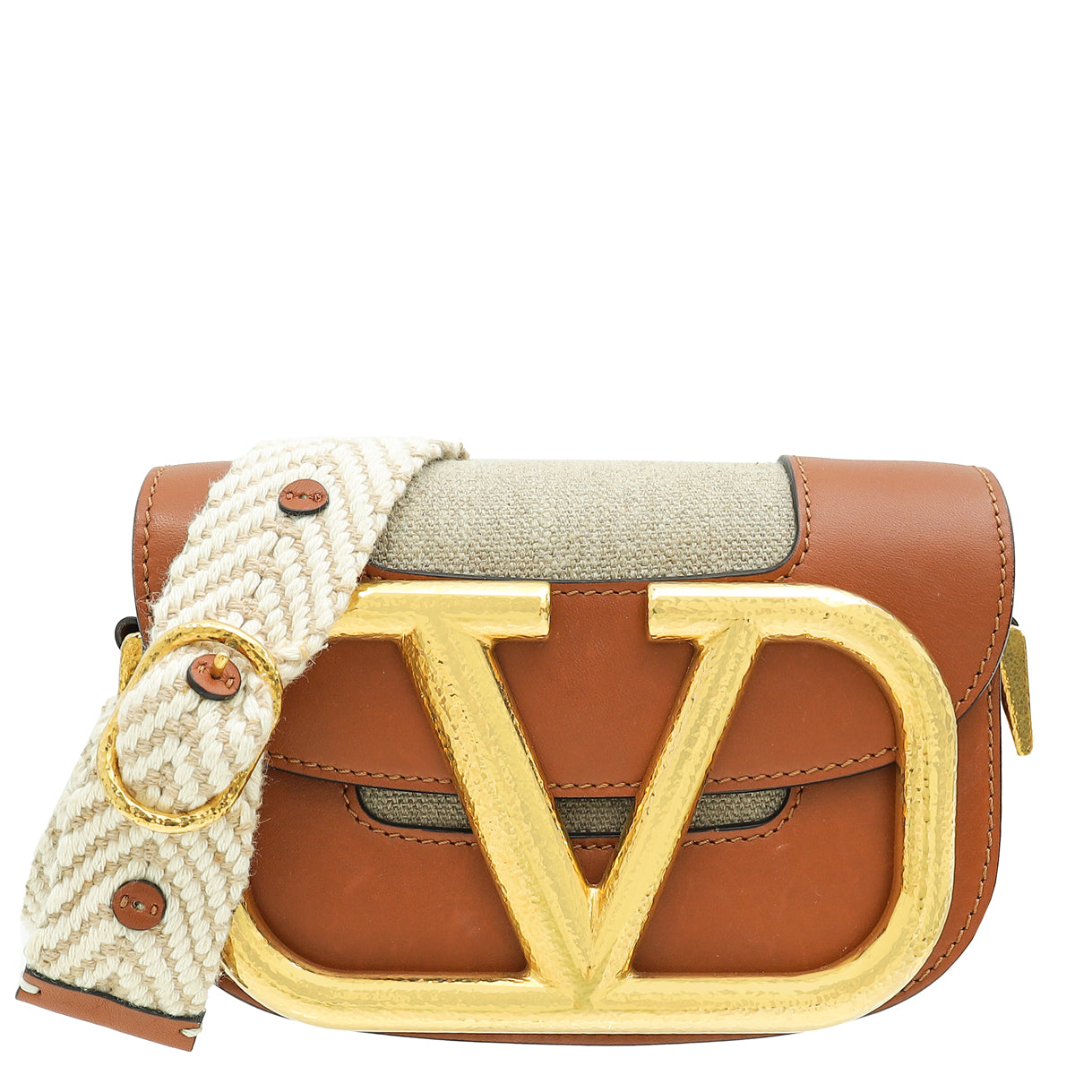 Valentino Bicolor Linen Supervee Small Crossbody Bag-Valentino-THE CLOSET