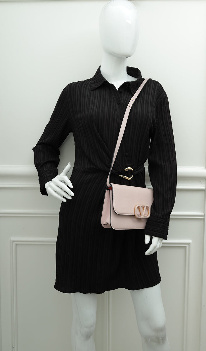 Valentino Light Pink VLogo Flap Shoulder Bag